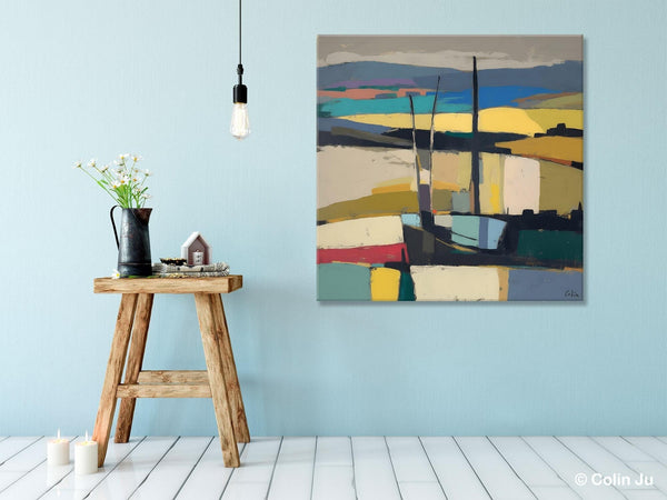 Landscape Canvas Art, Original Abstract Art, Hand Painted Canvas Art, Abstract Landscape Painting, Large Abstract Painting for Living Room-LargePaintingArt.com