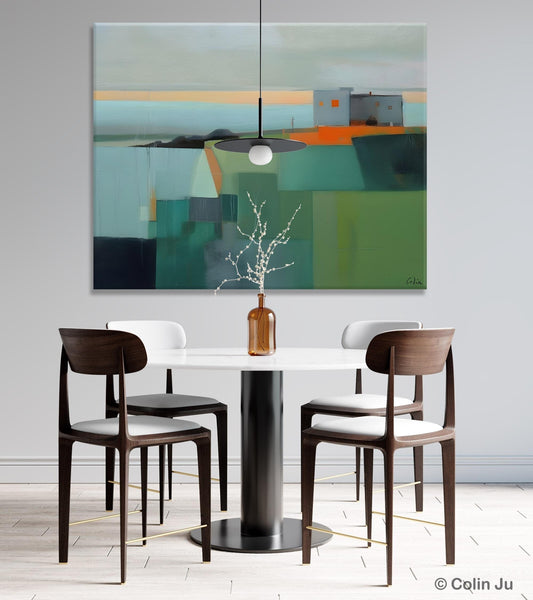Large Original Canvas Wall Art, Contemporary Landscape Paintings, Extra Large Acrylic Painting for Dining Room, Abstract Painting on Canvas-LargePaintingArt.com