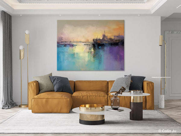 Large Paintings for Bedroom, Oversized Contemporary Wall Art Paintings, Abstract Landscape Painting on Canvas, Extra Large Original Artwork-LargePaintingArt.com