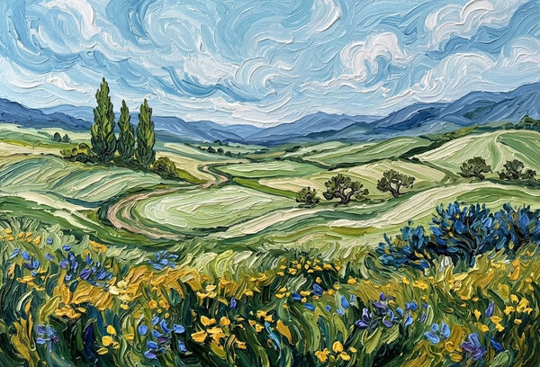 Blossoms Along the Winding Path, Original Oil Paintings for Sale, Original Landscape Paintings, Buy Small Paintings Online, Hand Painted Canvas Art