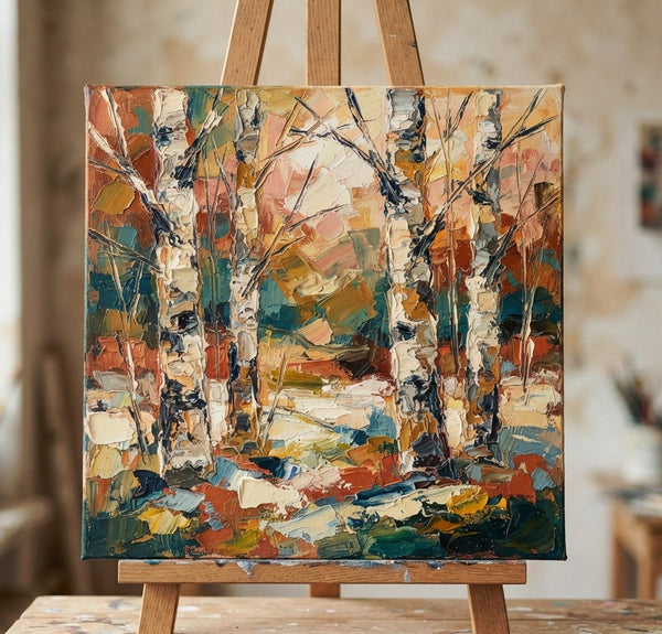 Original Landscape Paintings, Hand Painted Canvas Art, Miniature Canvas Art, Winter Birch Forest Tree Painting, Original Oil Paintings, Buy Small Artwork Online