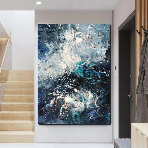 Large Heavy Texture Acrylic Paintings, Simple Modern Art Ideas for Bedroom, Modern Paintings for Living Room, Blue Modern Wall Art Ideas-LargePaintingArt.com