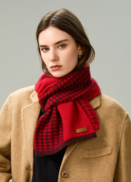 Fashion Designer Scarf, Modern Wool Scarf for Women, Casual Scarf for Women, Cold Weather Scarf, Red Winter Scarf, Soft Cashmere Scarf for Women-LargePaintingArt.com