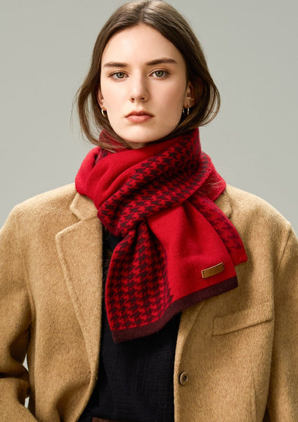 Fashion Designer Scarf, Modern Wool Scarf for Women, Casual Scarf for Women, Cold Weather Scarf, Red Winter Scarf, Soft Cashmere Scarf for Women-LargePaintingArt.com