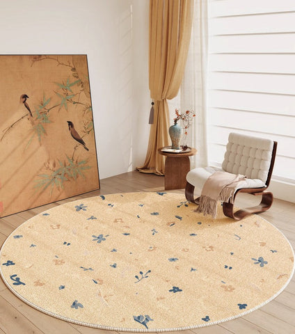 Bedroom Modern Round Rugs, Modern Rug Ideas for Living Room, Circular Modern Rugs under Chairs, Dining Room Contemporary Round Rugs-LargePaintingArt.com