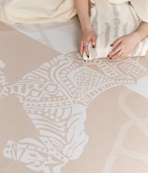 Circular Rugs for Bedroom, Modern Rugs for Dining Room, Horse Modern Rug Ideas for Living Room, Abstract Contemporary Round Rugs for Dining Room-LargePaintingArt.com