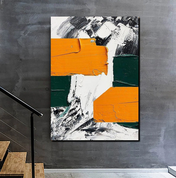 Simple Canvas Art, Yellow Modern Abstract Painting, Living Room Wall Art Ideas, Buy Art Online, Heavy Texture Art, Large Canvas Paintings-LargePaintingArt.com