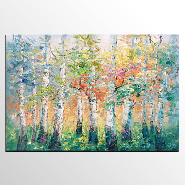 Landscape Canvas Painting, Spring Tree Painting, Landscape Painting for Bedroom, Impasto Paintings, Canvas Painting for Sale-LargePaintingArt.com