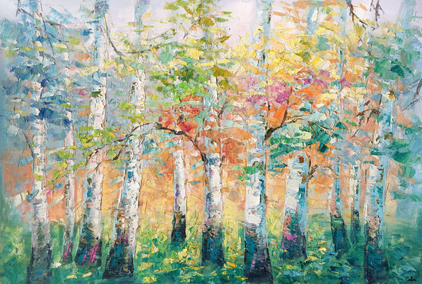 Landscape Canvas Painting, Spring Tree Painting, Landscape Painting for Bedroom, Impasto Paintings, Canvas Painting for Sale-LargePaintingArt.com