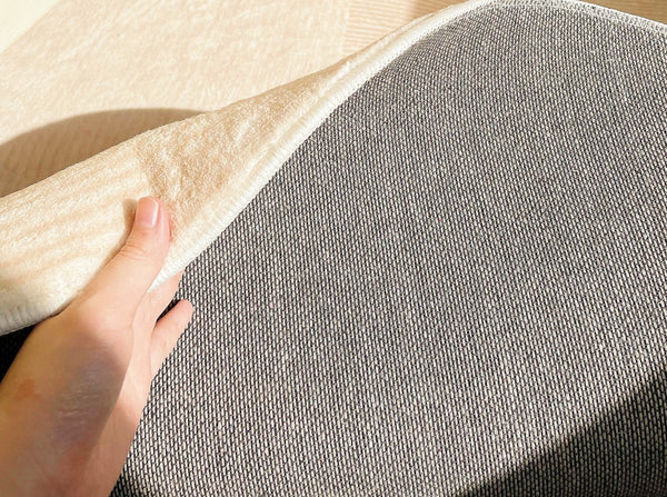 Contemporary Modern Rugs for Bedroom, Abstract Geometric Round Rugs under Sofa, Cream Color Rugs under Coffee Table, Dining Room Modern Rugs-LargePaintingArt.com