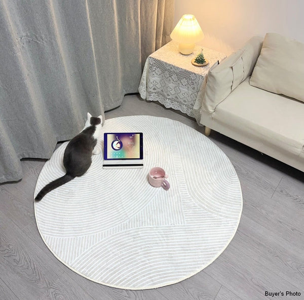 Bedroom Abstract Modern Area Rugs, Contemporary Modern Rug for Living Room, Geometric Round Rugs for Dining Room, Circular Modern Rugs under Chairs-LargePaintingArt.com