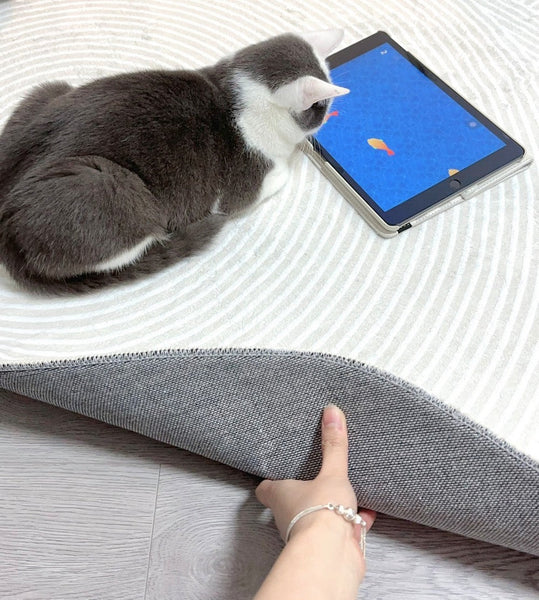 Bedroom Abstract Modern Area Rugs, Contemporary Modern Rug for Living Room, Geometric Round Rugs for Dining Room, Circular Modern Rugs under Chairs-LargePaintingArt.com