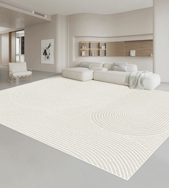 Simple Modern Floor Rugs, Dining Room Floor Rug, Large Floor Rugs for Living Room, Bedroom Large Geometric Grey Rugs, Contemporary Area Rugs for Office-LargePaintingArt.com