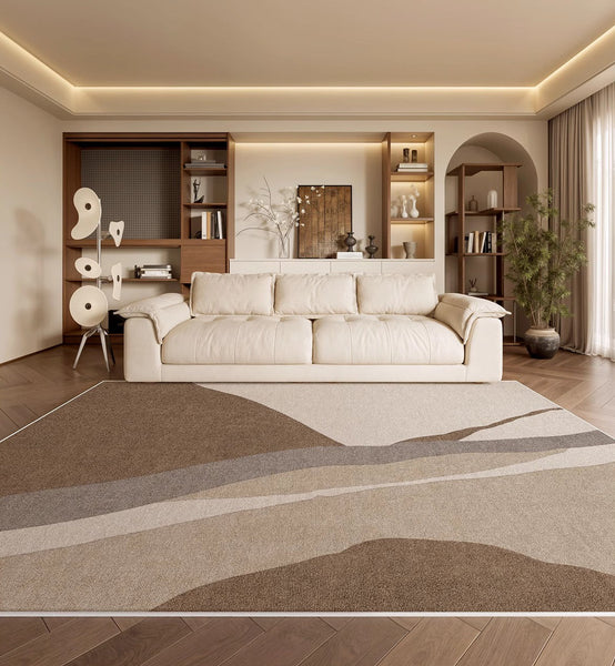 Elegant Modern Area Rugs under Sofa, Dining Room Floor Rugs, Abstract Contemporary Rugs for Bedroom, Mid Century Area Rugs for Living Room-LargePaintingArt.com