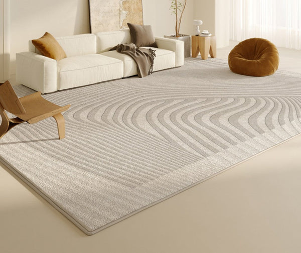 Abstract Geometric Modern Rugs, Contemporary Grey Rugs for Living Room, Bedroom Modern Rugs, Modern Rugs for Dining Room-LargePaintingArt.com
