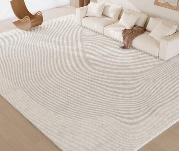 Abstract Geometric Modern Rugs, Contemporary Grey Rugs for Living Room, Bedroom Modern Rugs, Modern Rugs for Dining Room-LargePaintingArt.com