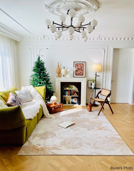 Soft Rugs for Bedroom, Contemporary Modern Rugs under Dining Room Table, French Style Modern Rugs for Interior Design, Flower Pattern Modern Rugs for Living Room-LargePaintingArt.com