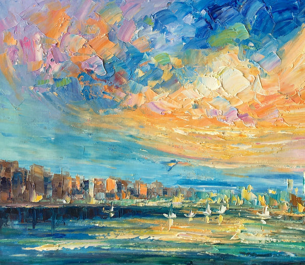 Abstract Cityscape Art, Abstract Canvas Art, Impasto Artwork, Canvas Painting, Custom Extra Large Painting-LargePaintingArt.com