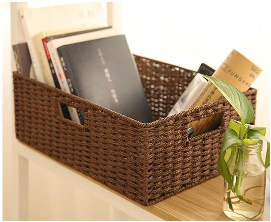 Woven Straw basket, Storage Basket, Rectangle Basket, Picnic Basket-LargePaintingArt.com