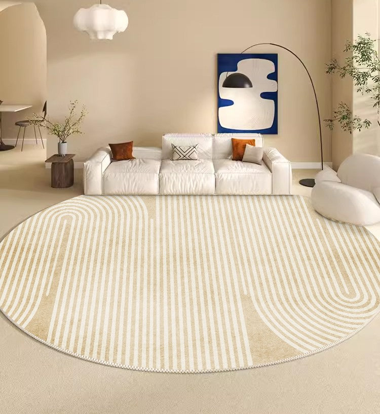 Contemporary Modern Rug Ideas for Living Room, Thick Round Rugs under Coffee Table, Modern Round Rugs for Dining Room, Circular Modern Rugs for Bedroom-LargePaintingArt.com