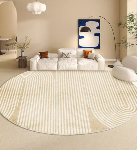 Contemporary Modern Rug Ideas for Living Room, Thick Round Rugs under Coffee Table, Modern Round Rugs for Dining Room, Circular Modern Rugs for Bedroom-LargePaintingArt.com
