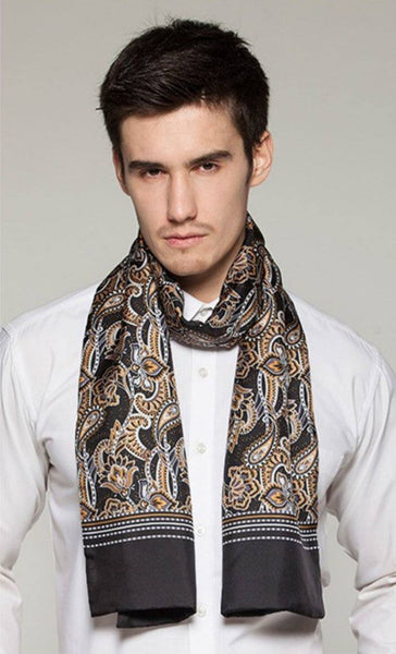 Long Men Silk Scarf, High Quality Silk Necktie, Business Silk Scarf Men, Silk Scarf For Suit, British Style Long Scarf, Luxury Silk Neck Scarf, Mens Spring Autumn Scarf, Formal Wear Silk Scarf-LargePaintingArt.com