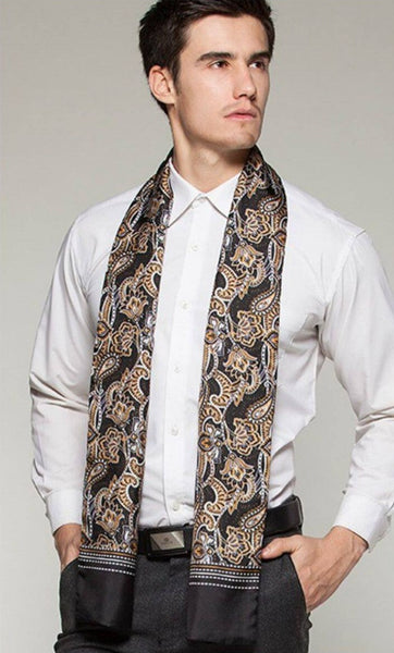 Long Men Silk Scarf, High Quality Silk Necktie, Business Silk Scarf Men, Silk Scarf For Suit, British Style Long Scarf, Luxury Silk Neck Scarf, Mens Spring Autumn Scarf, Formal Wear Silk Scarf-LargePaintingArt.com