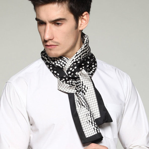 High Quality Silk Necktie, Business Silk Scarf Men, Long Men Silk Scarf, Silk Scarf For Suit, British Style Long Scarf, Luxury Silk Neck Scarf, Mens Spring Autumn Scarf, Formal Wear Silk Scarf-LargePaintingArt.com
