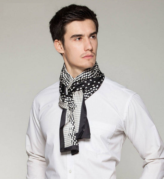 High Quality Silk Necktie, Business Silk Scarf Men, Long Men Silk Scarf, Silk Scarf For Suit, British Style Long Scarf, Luxury Silk Neck Scarf, Mens Spring Autumn Scarf, Formal Wear Silk Scarf-LargePaintingArt.com