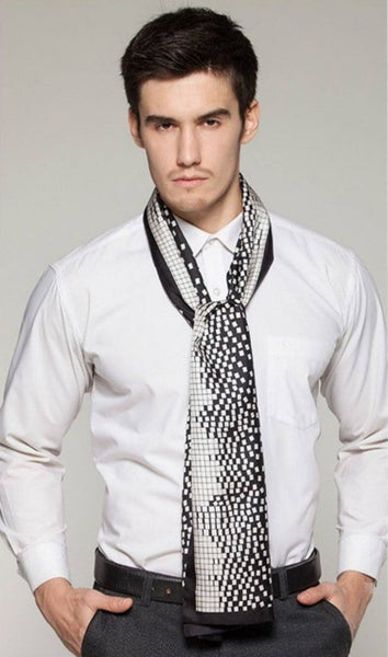 High Quality Silk Necktie, Business Silk Scarf Men, Long Men Silk Scarf, Silk Scarf For Suit, British Style Long Scarf, Luxury Silk Neck Scarf, Mens Spring Autumn Scarf, Formal Wear Silk Scarf-LargePaintingArt.com