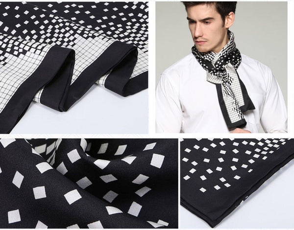 High Quality Silk Necktie, Business Silk Scarf Men, Long Men Silk Scarf, Silk Scarf For Suit, British Style Long Scarf, Luxury Silk Neck Scarf, Mens Spring Autumn Scarf, Formal Wear Silk Scarf-LargePaintingArt.com