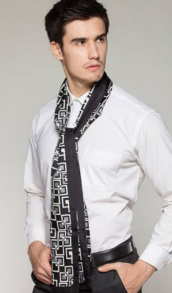 Silk Scarf For Suit, High Quality Silk Necktie, British Style Long Scarf, Business Silk Scarf Men, Long Silk Scarf for Men, Luxury Silk Neck Scarf, Mens Spring Autumn Scarf, Formal Wear Silk Scarf-LargePaintingArt.com