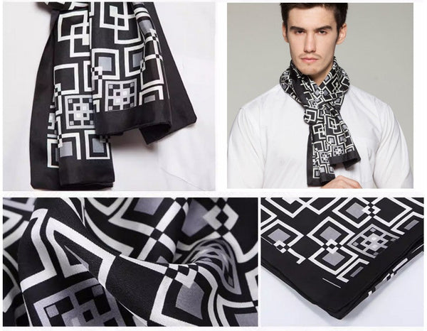 Silk Scarf For Suit, High Quality Silk Necktie, British Style Long Scarf, Business Silk Scarf Men, Long Silk Scarf for Men, Luxury Silk Neck Scarf, Mens Spring Autumn Scarf, Formal Wear Silk Scarf-LargePaintingArt.com