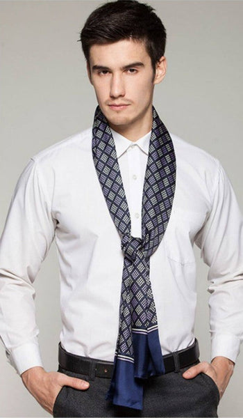 Mens Thin Silk Scarf, Business Silk Scarf Men, Silk Scarf For Suit, British Style Long Scarf, Luxury Silk Neck Scarf, Mens Spring Autumn Scarf, Formal Wear Silk Scarf-LargePaintingArt.com