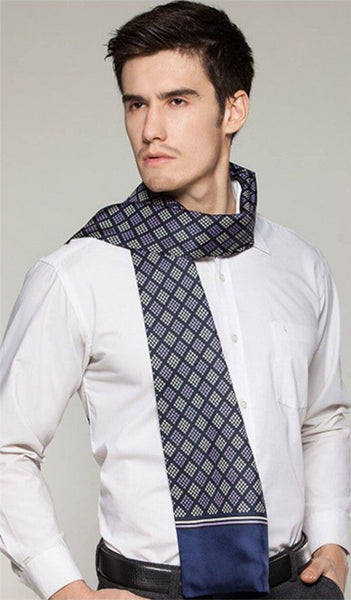 Mens Thin Silk Scarf, Business Silk Scarf Men, Silk Scarf For Suit, British Style Long Scarf, Luxury Silk Neck Scarf, Mens Spring Autumn Scarf, Formal Wear Silk Scarf-LargePaintingArt.com