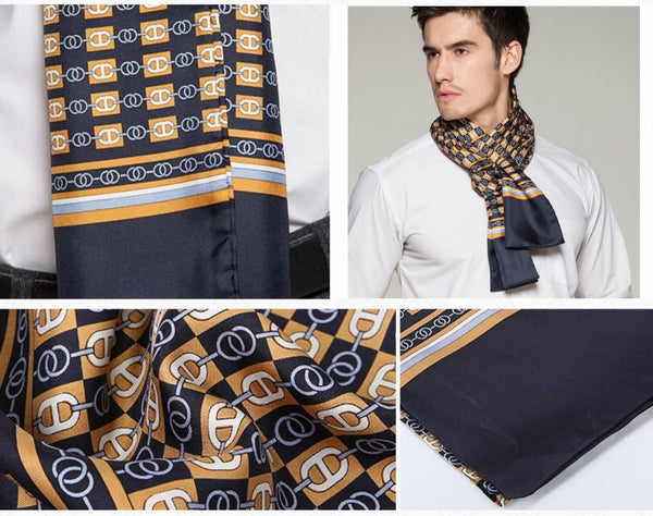 Formal Wear Silk Scarf, Mens Thin Silk Scarf, Mens Spring Autumn Scarf, Business Silk Scarf Men, Silk Scarf For Suit, British Style Long Scarf, Luxury Silk Neck Scarf-LargePaintingArt.com