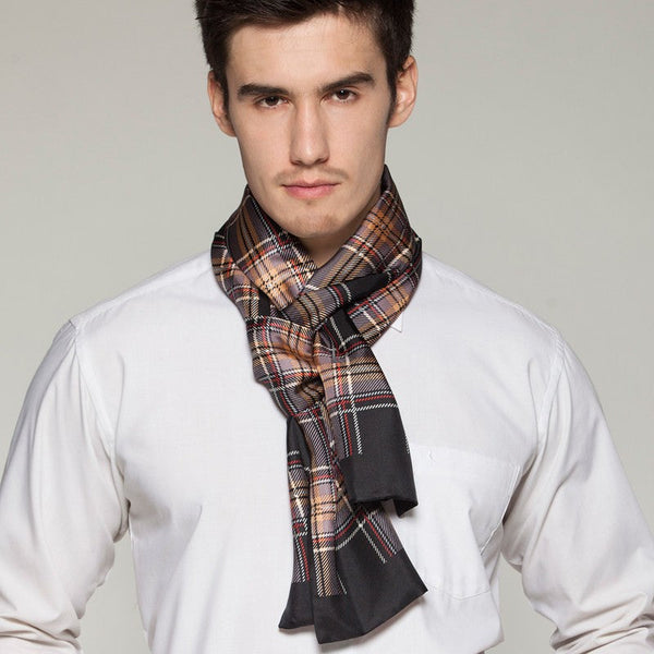British Style Long Scarf, Luxury Silk Neck Scarf, Formal Wear Silk Scarf, Mens Thin Silk Scarf, Mens Spring Autumn Scarf, Business Silk Scarf Men, Silk Scarf For Suit-LargePaintingArt.com