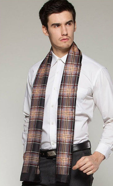 British Style Long Scarf, Luxury Silk Neck Scarf, Formal Wear Silk Scarf, Mens Thin Silk Scarf, Mens Spring Autumn Scarf, Business Silk Scarf Men, Silk Scarf For Suit-LargePaintingArt.com