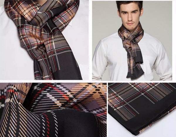 British Style Long Scarf, Luxury Silk Neck Scarf, Formal Wear Silk Scarf, Mens Thin Silk Scarf, Mens Spring Autumn Scarf, Business Silk Scarf Men, Silk Scarf For Suit-LargePaintingArt.com