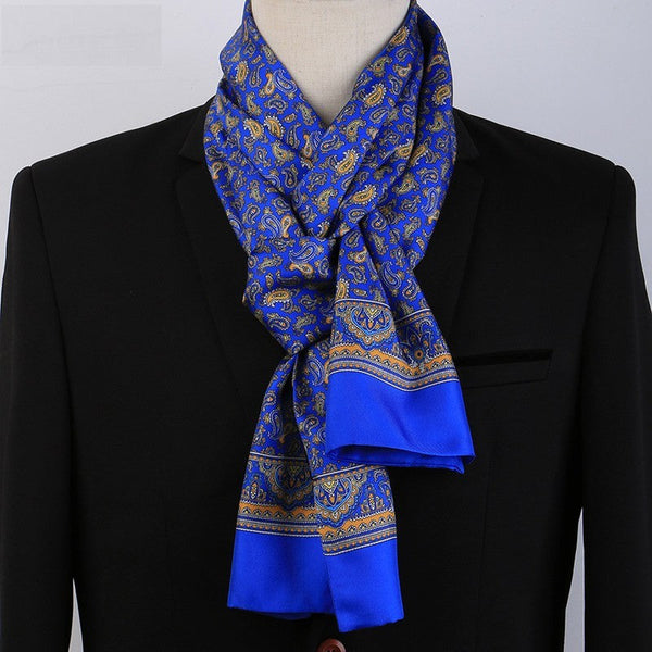 Luxury Silk Neck Scarf, Formal Wear Silk Scarf, British Style Long Scarf, Mens Thin Silk Scarf, Mens Spring Autumn Scarf, Business Silk Scarf Men, Silk Scarf For Suit-LargePaintingArt.com