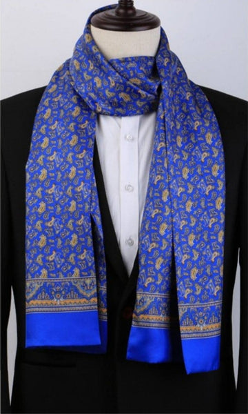 Luxury Silk Neck Scarf, Formal Wear Silk Scarf, British Style Long Scarf, Mens Thin Silk Scarf, Mens Spring Autumn Scarf, Business Silk Scarf Men, Silk Scarf For Suit-LargePaintingArt.com
