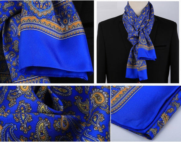 Luxury Silk Neck Scarf, Formal Wear Silk Scarf, British Style Long Scarf, Mens Thin Silk Scarf, Mens Spring Autumn Scarf, Business Silk Scarf Men, Silk Scarf For Suit-LargePaintingArt.com