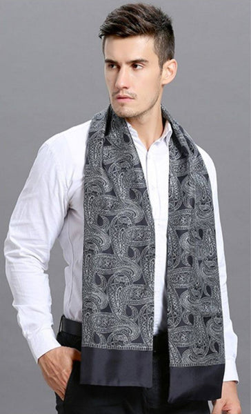 Formal Wear Silk Scarf, Silk Ascot For Men, Lightweight Silk Scarf Men, Silk Neckerchief For Business, Mens Dress Silk Scarf, Elegant Silk Scarf Mens, Skinny Silk Scarf Men-LargePaintingArt.com