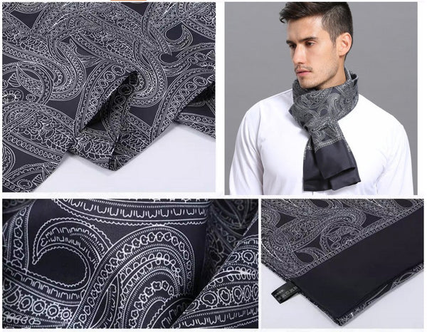 Formal Wear Silk Scarf, Silk Ascot For Men, Lightweight Silk Scarf Men, Silk Neckerchief For Business, Mens Dress Silk Scarf, Elegant Silk Scarf Mens, Skinny Silk Scarf Men-LargePaintingArt.com
