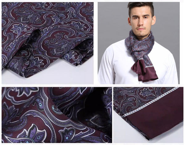 Lightweight Silk Scarf Men, Silk Neckerchief For Business, Formal Wear Silk Scarf, Silk Ascot For Men, Mens Dress Silk Scarf, Elegant Silk Scarf Mens, Skinny Silk Scarf Men-LargePaintingArt.com