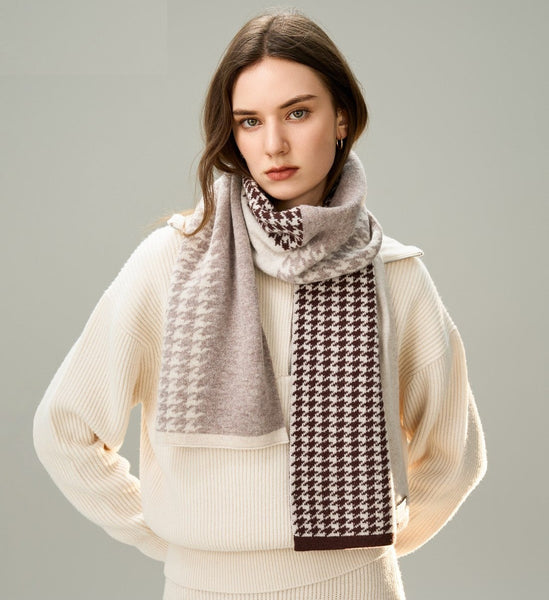 Winter Scarf, Soft Cashmere Scarf for Women, Casual Scarf for Women, Cold Weather Scarf, Fashion Designer Scarf, Modern Wool Scarf for Women-LargePaintingArt.com