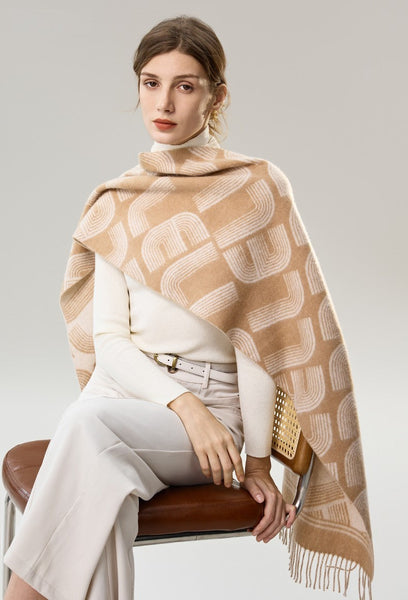 Elegant Scarf, Holiday Women Scarf, Cold Weather Scarf, Fashion Designer Scarf, Modern Wool Scarf, Warm Winter Scarf, Soft Cashmere Scarf for Women-LargePaintingArt.com