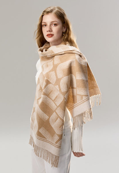 Elegant Scarf, Holiday Women Scarf, Cold Weather Scarf, Fashion Designer Scarf, Modern Wool Scarf, Warm Winter Scarf, Soft Cashmere Scarf for Women-LargePaintingArt.com