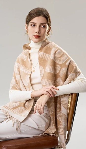 Elegant Scarf, Holiday Women Scarf, Cold Weather Scarf, Fashion Designer Scarf, Modern Wool Scarf, Warm Winter Scarf, Soft Cashmere Scarf for Women-LargePaintingArt.com