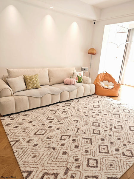 Contemporary Area Rugs for Bedroom, Geometric Modern Rugs for Dining Room, Dining Room Floor Carpets, Mid Century Modern Living Room Rugs-LargePaintingArt.com